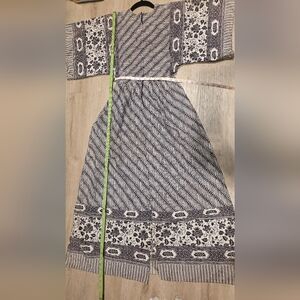 Vintage 70s Cotton Block Print Dress With Pockets